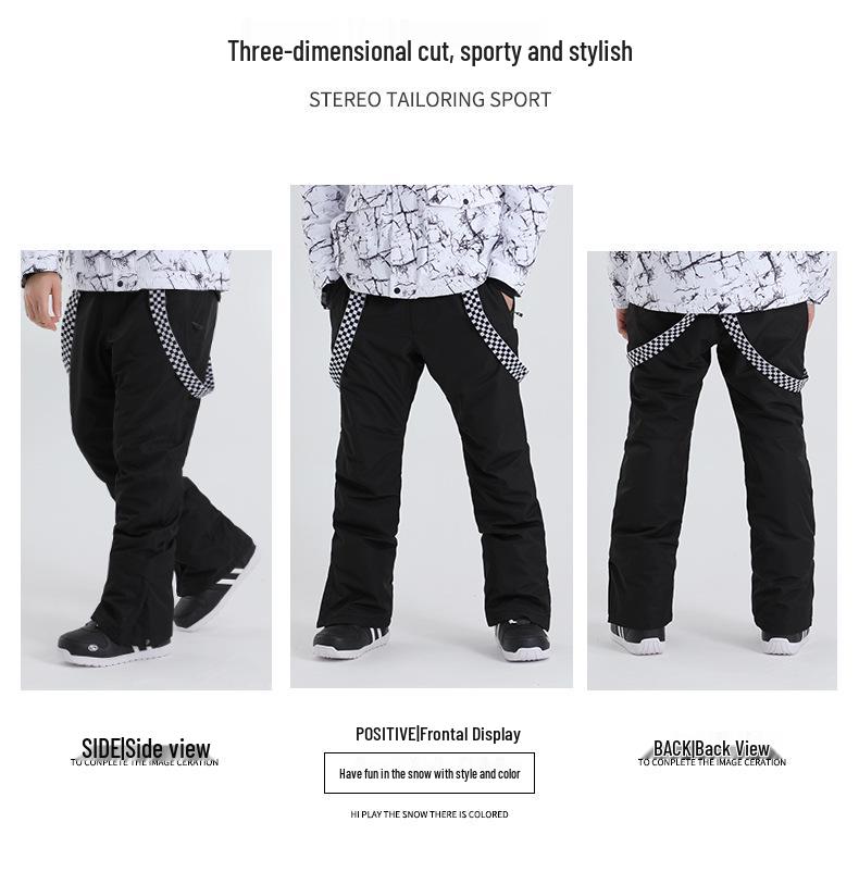 Men's Windproof Waterproof Ski Bib Pants - Thick, Warm, for Outdoor Sports