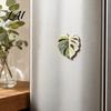 Magnetic Office Decor 3D Tropical Plants Refrigerator Magnet Acrylic Green Decorative Fridge Leaf Shaped Magnets Memo Notes Photo Holder for