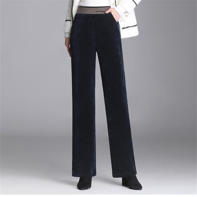 Autumn Winter Wide Leg Pants Thicken WarmVelvet Trousers Loose Vintage Female WomenElastic High Waist Elegant Casual Streetwear