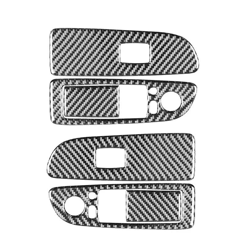 2PCS For BMW 1 Series E87 2008-2013 Carbon Fiber Auto Interior Power Window Lifter Switch Buttons Panel Frame Decoration Sticker
