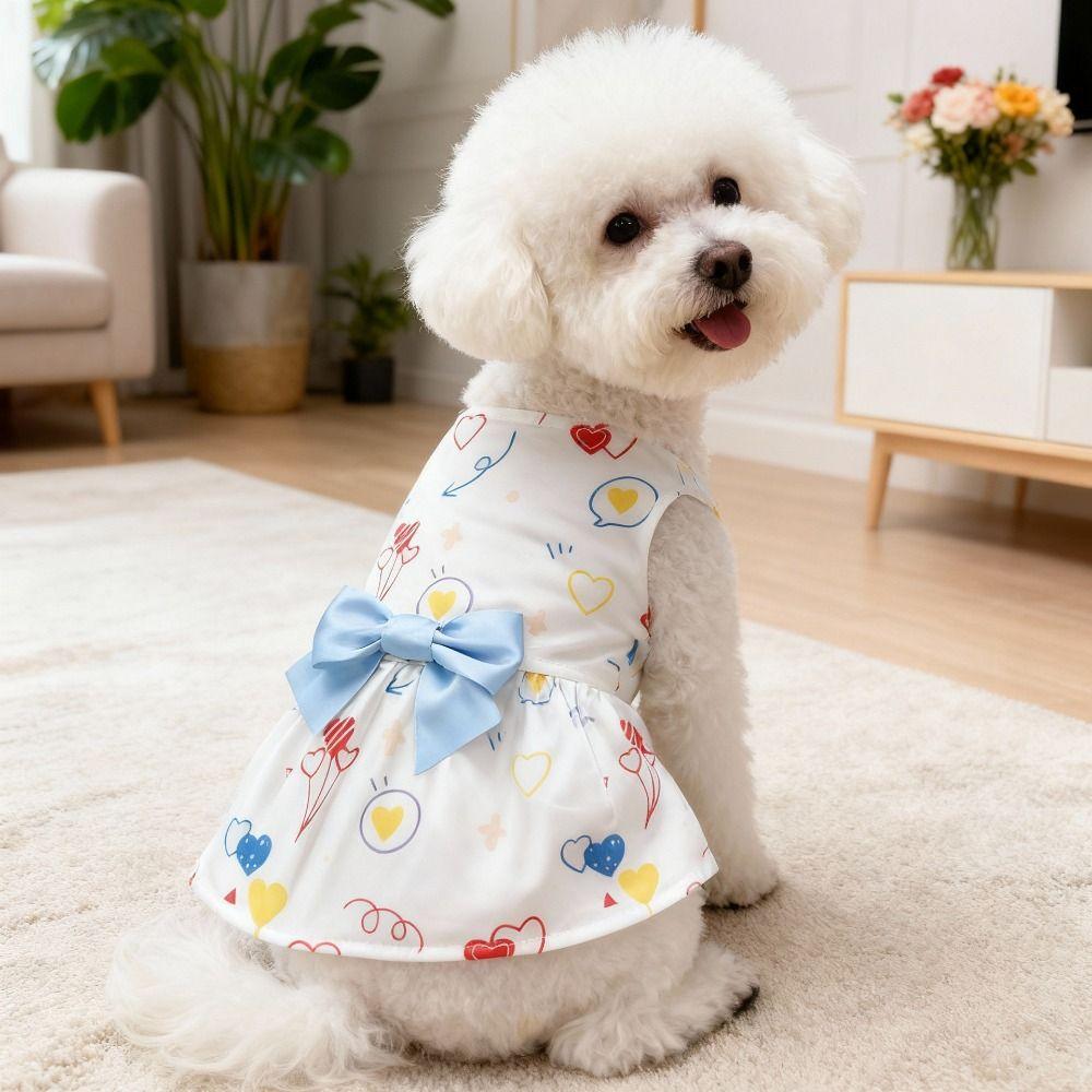 Pretty Puppy Princess Skirt Floral Printed Dog Sleeveless Dress Dress Up Accessories