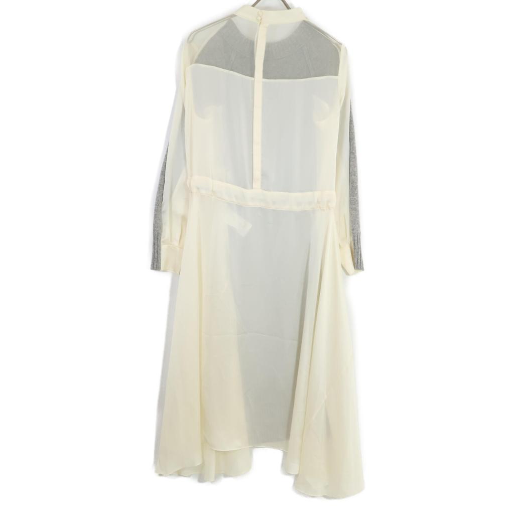 Sacai Gray 21-05668 Knit Switching One-piece Dress 1 grayUsed