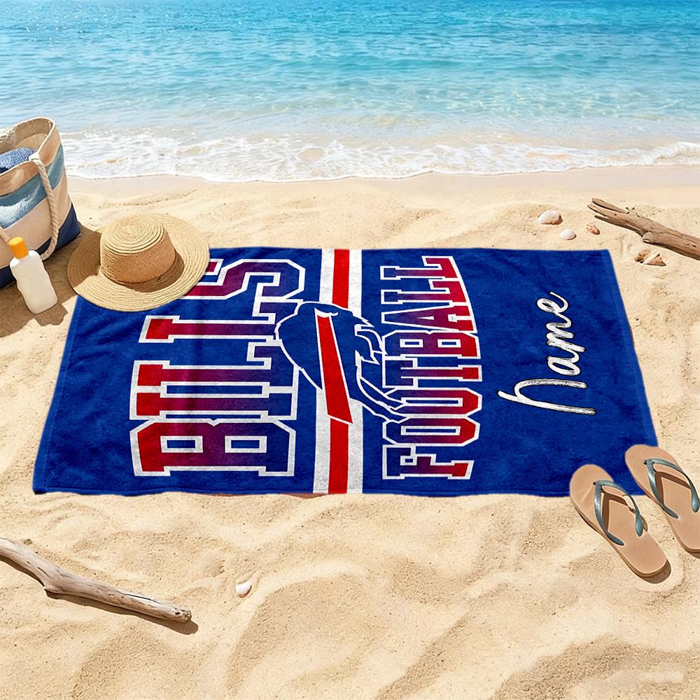 Buffalo Bills Football Customize Your Name Beach Towel Quick-Dry Soft Microfiber Suitable for Sports Travel Swimming Yoga Bathroom Beach And Pool