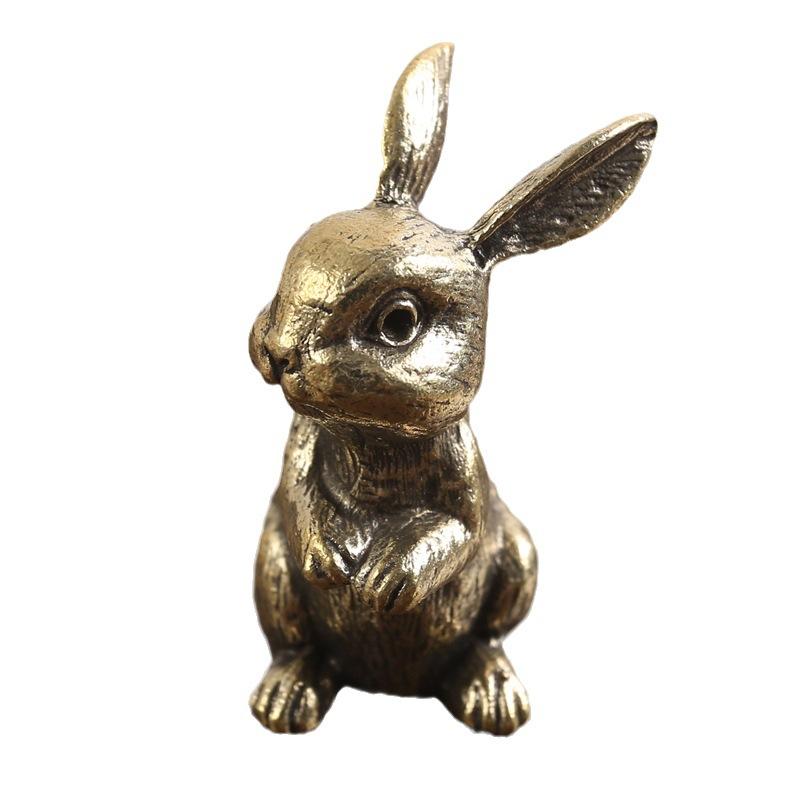 Brass Zodiac Rabbit Small Ornament Ornament Desktop Creative Retro Tea Pet Pure Copper Small Copper Crafts