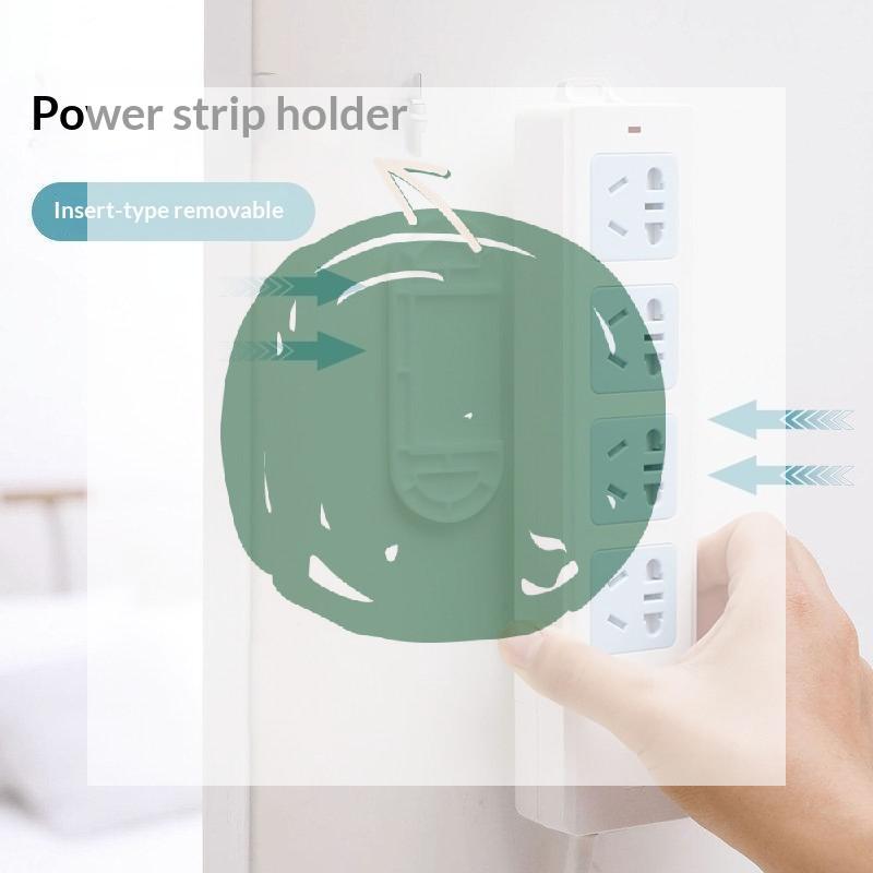 1 Set Self Adhesive Power Strip Holder No Drill Removable For Home Office Dorm Kitchen