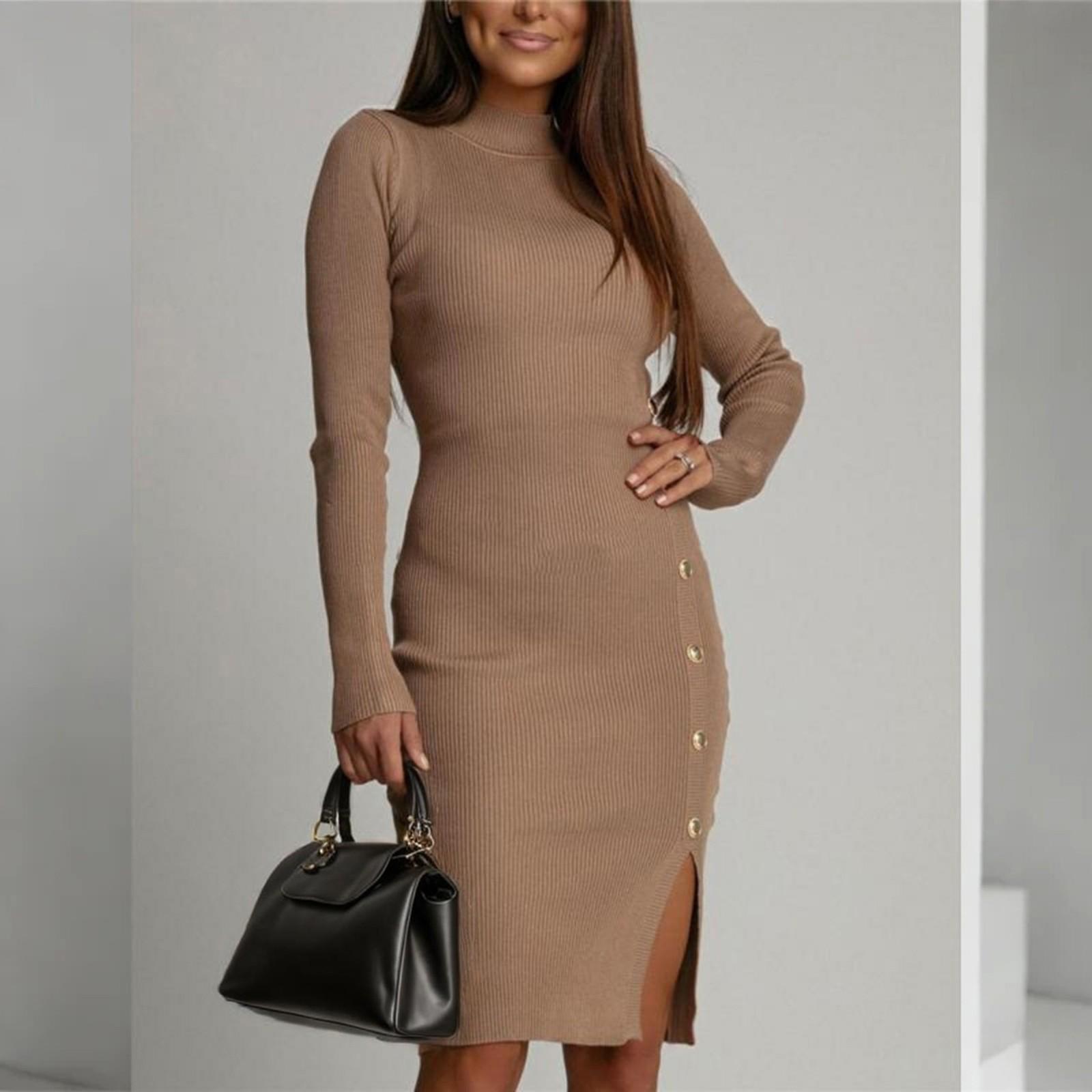 

Женское модное однотонное платье прямого кроя на пуговицах XXL