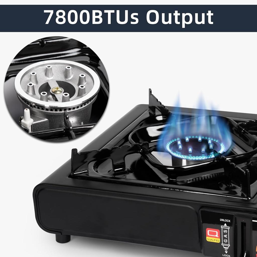 Portable Burner Gas Stove  Propane Butane Energy Efficient Double Camping Stove Cassette Stove With Piezo Igniter Carrying Casee