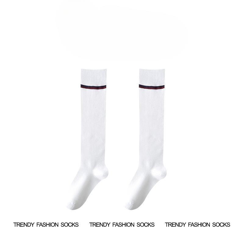 Women's Calf Socks, Antibacterial, Deodorizing, Mite-removing, Bamboo Fiber Pile Socks, College Wind Strip, Vertical Strip, Slimming, Long Tube