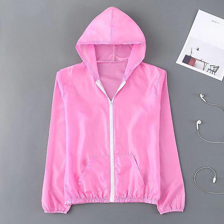 Yaz Buz Ipek Güneş Koruyucu Giyim kadın Düz Renk Ultra-ince Nefes Çabuk kuruyan Açık erkek Su Geçirmez Kapüşonlu Ceket
