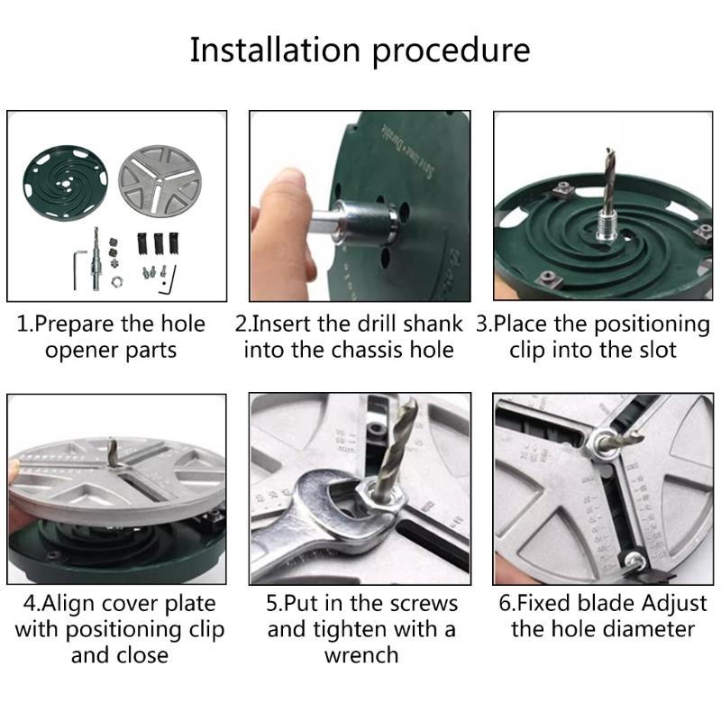 Multifunctional Adjustable Hole Saw Opener Saw Adjustable Metal Woodworking Tool Kit, 1.7"-5.1"Inch Diameter Tool
