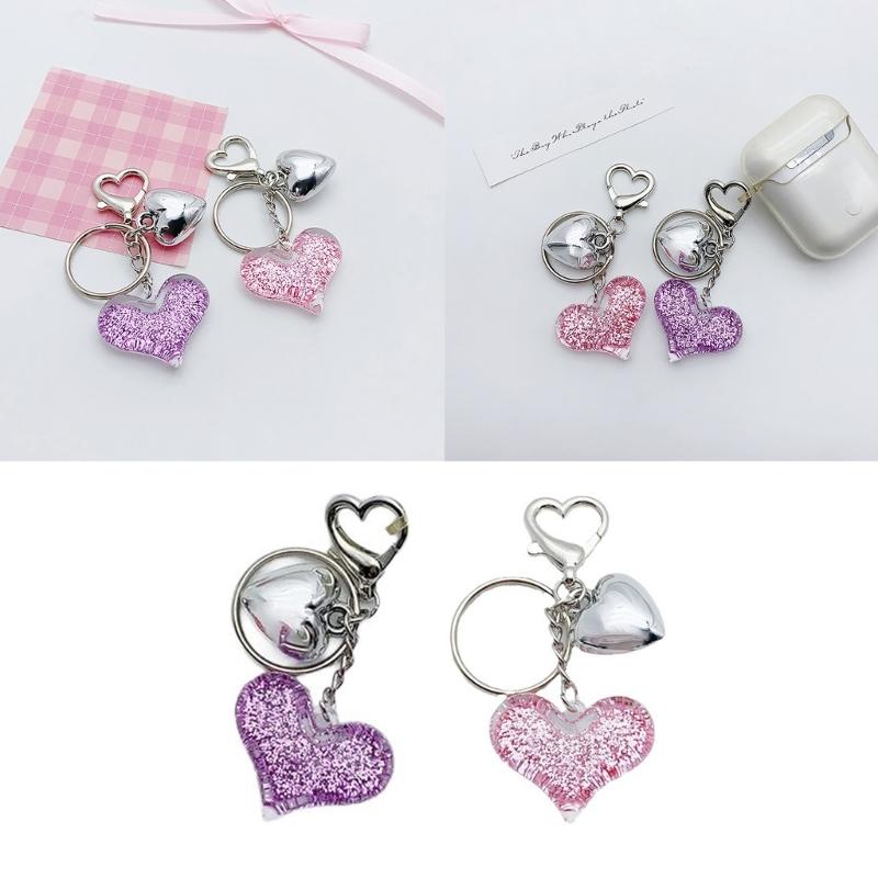 Colorful Heart Pendant Keychain Love Shapes Cellphones Straps for Women and Girls Unique Bag Pendant Stylish Phone Charm