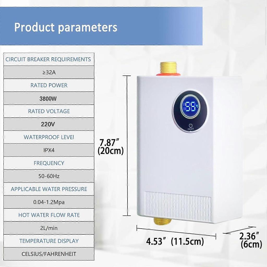 220V 3800W Tankless Water Heater Electric