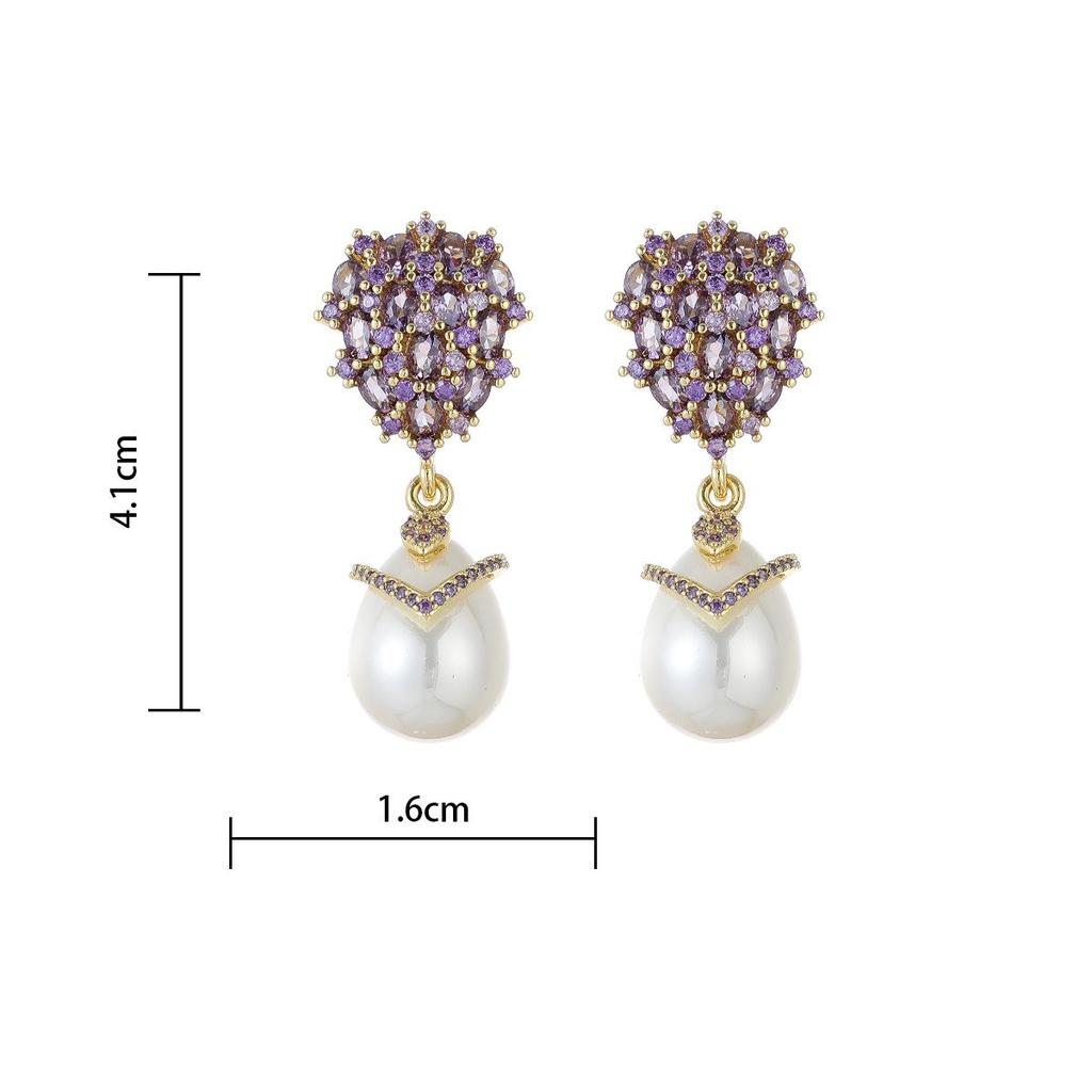 Elegant Zirconia Water Drop Pearl Pendant Earrings - Exquisite Luxury Design