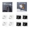 Clear Black Curtain Rod Holders Pack of 4 No Drilling Self-Adhesive Curtains Or Towel Rail Hooks for Hanging Curtains