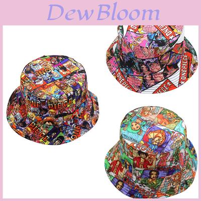 Anime One Piece Cosplay Luffy Print Fisherman Cap Bucket Hat For Outdoor Sun Protection
