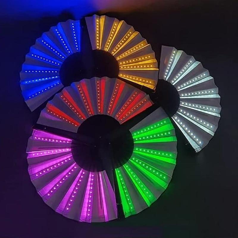 Glow Folding Led Fan Dancing Light Fan Night Show Halloween Christmas Rave Festival Accessories Glow In The Dark Party Supplies