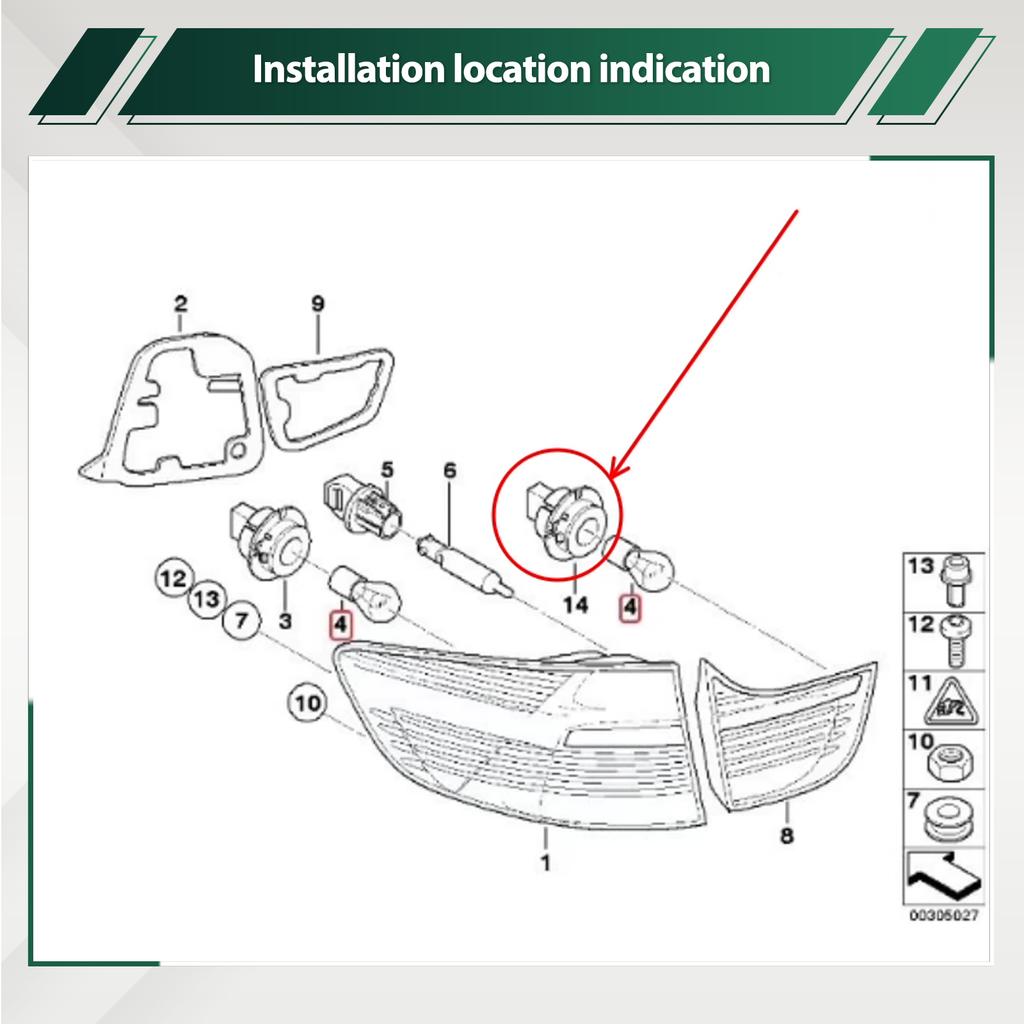 2 pezzi auto stop freno fanale posteriore base lampadina portalampada accessori auto 63216943036 adatto per BMW X5 E53 E70 E65 E66 X3 E83