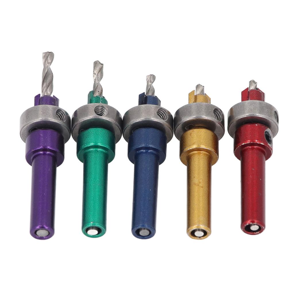 5Pcs Countersink Drill Bit Set Wood Accurate Drilling Alloy Steel with Depth Stop for Woodworking