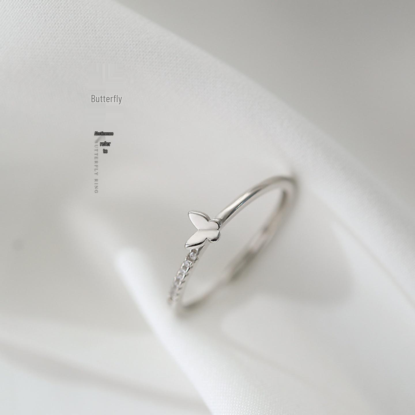 Elegant Adjustable Open Butterfly Ring - Light Luxury & Minimalist Cold Style
