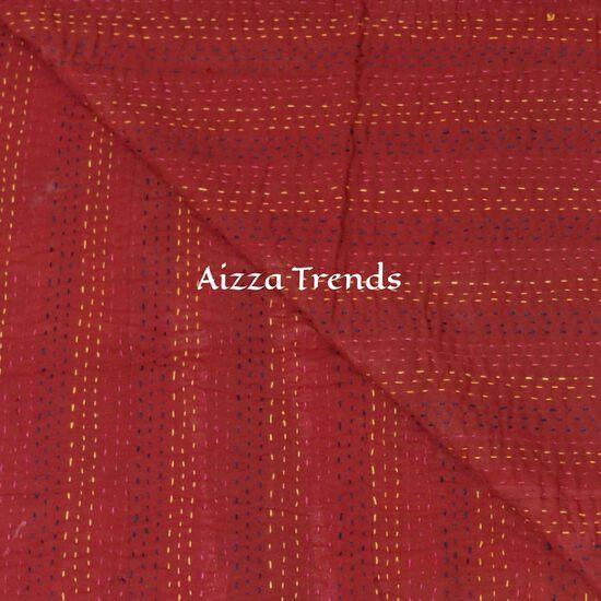 Aizza Trends Handmade Pure Cotton Patch and Patola Work Kantha Quilt - Traditional Indian Throw Blanket-Vintage Cotton Silk Saree Quilt