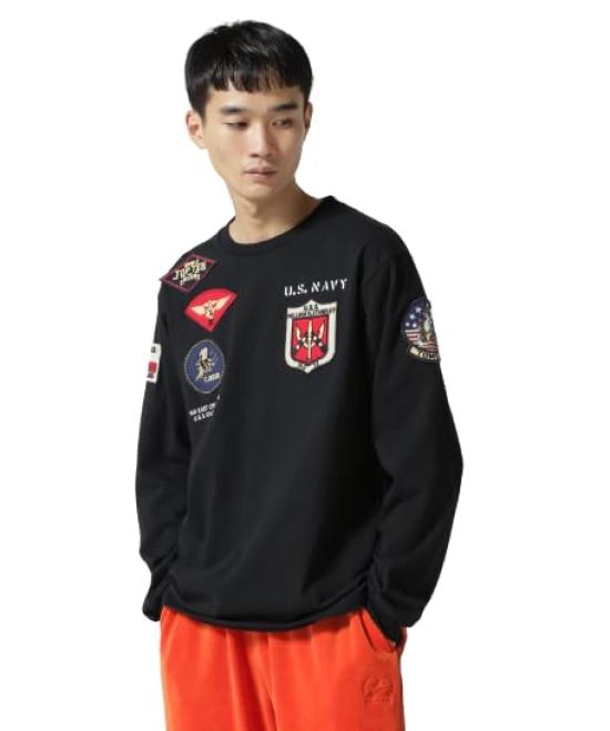 

Avirex TOP GUN WAPPEN CREW NECK Футболка с длинным рукавом и нашивками Top Gun (Эксклюзив ВЕБ&ДЕПО) Женская футболка, 010, Черный, 783-3930018