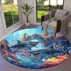 shark Round Area Rug,Carpet Rug for Living Room Bedroom Sofa Playroom Decor,Non-slip Floor Mat