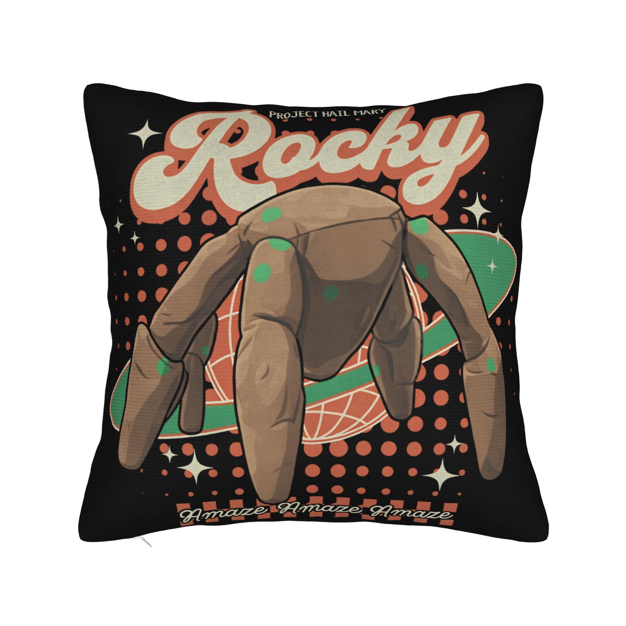 Project Hail Mary Grumpy Angry Stupid Quote Pillowcase Polyester Cushion Cover Decoration Eridani-Rocky Pillow Case Cover Home Peach skin 18*18(CM)-1Pcs