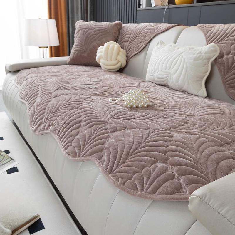 Irregular Shaped Sofa Cushion Four Seasons Universal Non-Slip Winter Short Plush Cushion Leather Sofa Cover Cloth Backrest Towel