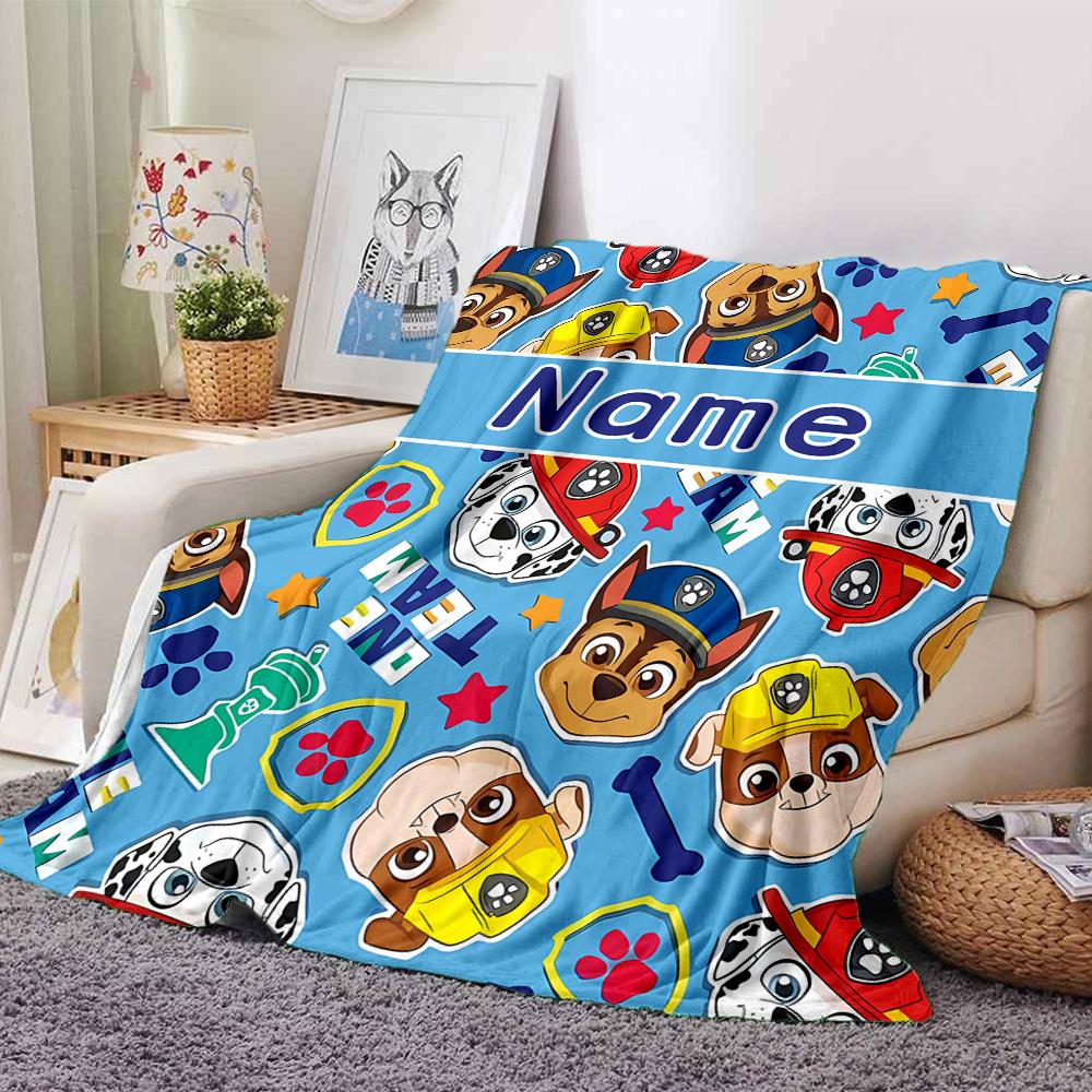 Customiz Name Personality Paw Patrol Blanket Soft &Warm Sofa Office Bed Travel Lunch Break Blanket, Gift Suitable All Seasons