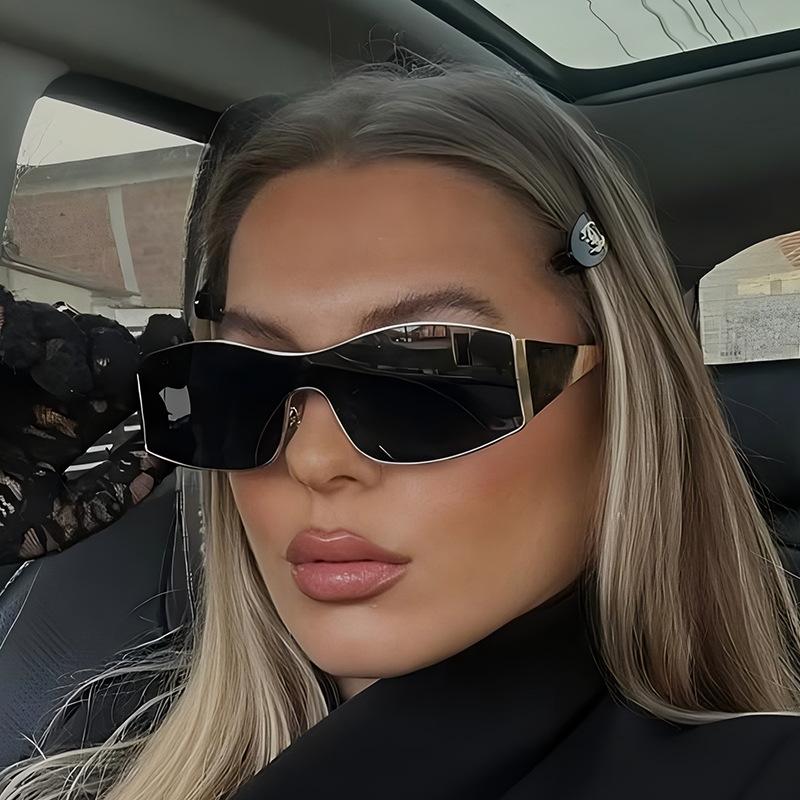 Women's glasses fashion new one-piece metal cycling sunglasses, cross-border European and American ins Xiaohongshu personalized high-end sunglasses