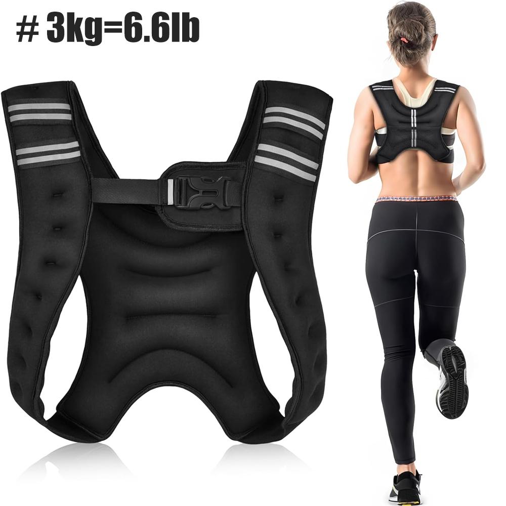 1Pcs Adjustable Weighted Vest For Men Women – 3Kg/6.6Lb & 5Kg/11Lb Strength Training Vest With Reflective Stripe For Running,Gym