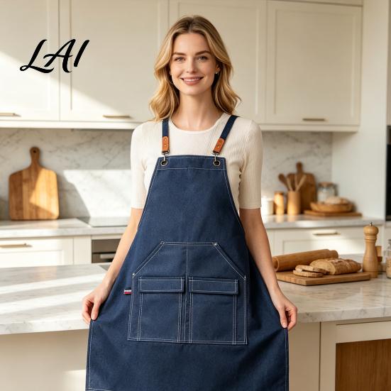 Cross Back Work Apron Waterproof Kitchen with Pockets Chef Cooking for Men Women Floral Arrangement Barista Gardening Painting Craft