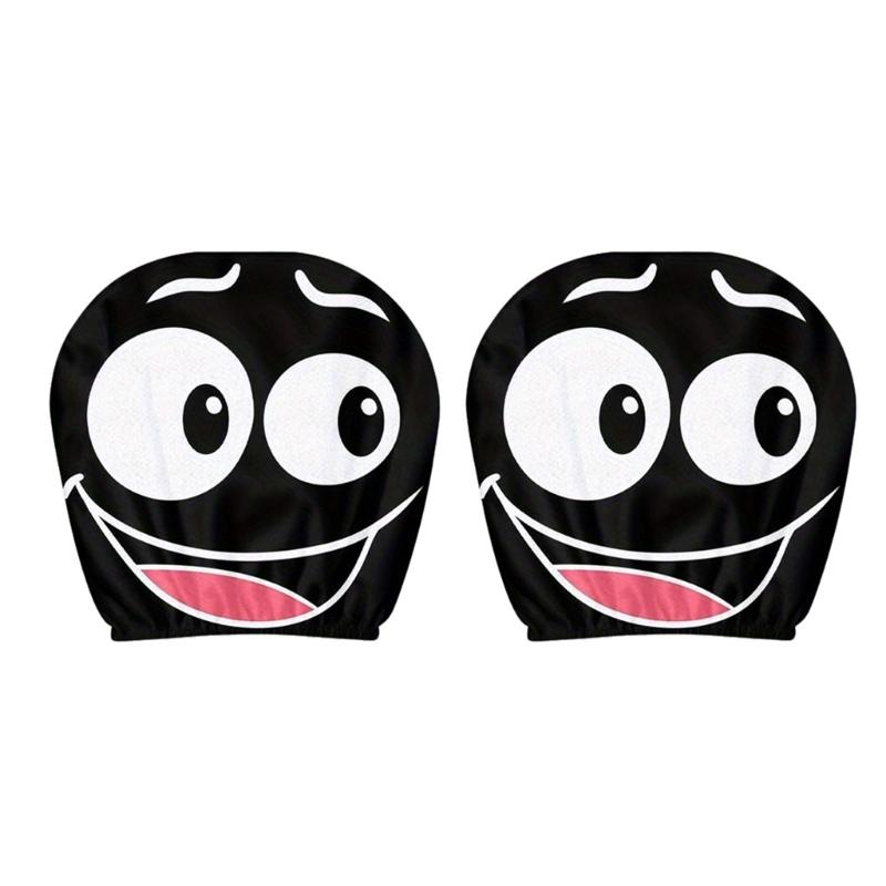 

Cartoon Eye Car Headrest Covers Premium Wear Resistant Fabric Protectors Quick Setups for Vehicles Interior Decoration