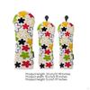3 Pieces Driver Head Cover Multicolor Floral Golf Stitched Borders Edges Turf Wood