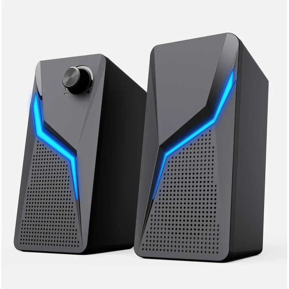 

Компьютерные игровые колонки ПК звуковая коробка HIFI стереомикрофон USB проводной мощный бас 2.0 громкоговоритель со светодиодной подсветкой RGB