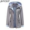 BITCED Autumn/Winter Detachable Hood Trench Coat Plus Size Women's Raincoat