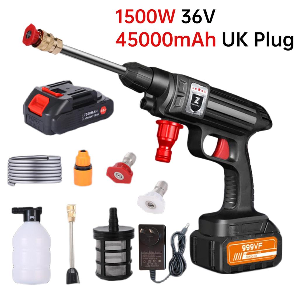 1500W Car Wash Gun Washer 4000mAh Foam Generator 30Bar Spray Nozzle High Pressure Cleaner for Auto Home Car Washing Machine