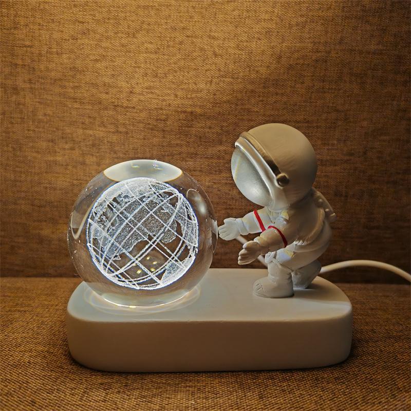Astronaut Creativ 3D Minge de Cristal Led Lumină de noapte pentru Dormitor Copii Planetă Spațiu Lampă Sistem Solar USB Cadou de Crăciun pentru copii