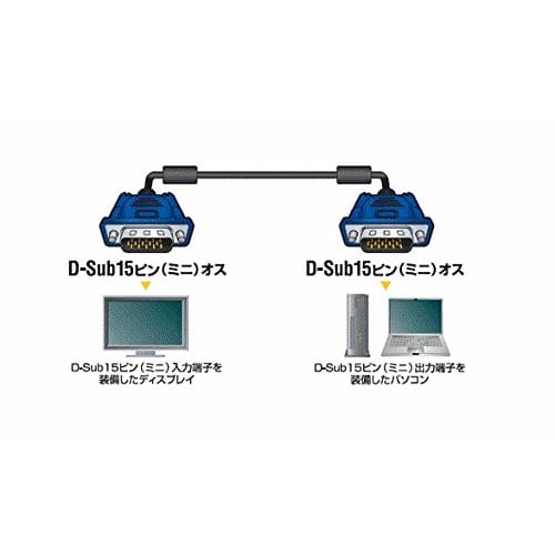 ELECOM Display Cable D-sub 15 Pin VGA-VGA Slim 1.5m Black CAC-15BK