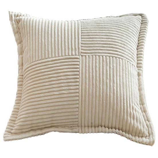 Fodera per cuscino natalizia, morbida federa decorativa quadrata in velluto a coste a righe con bordi larghi, decorazione per la casa