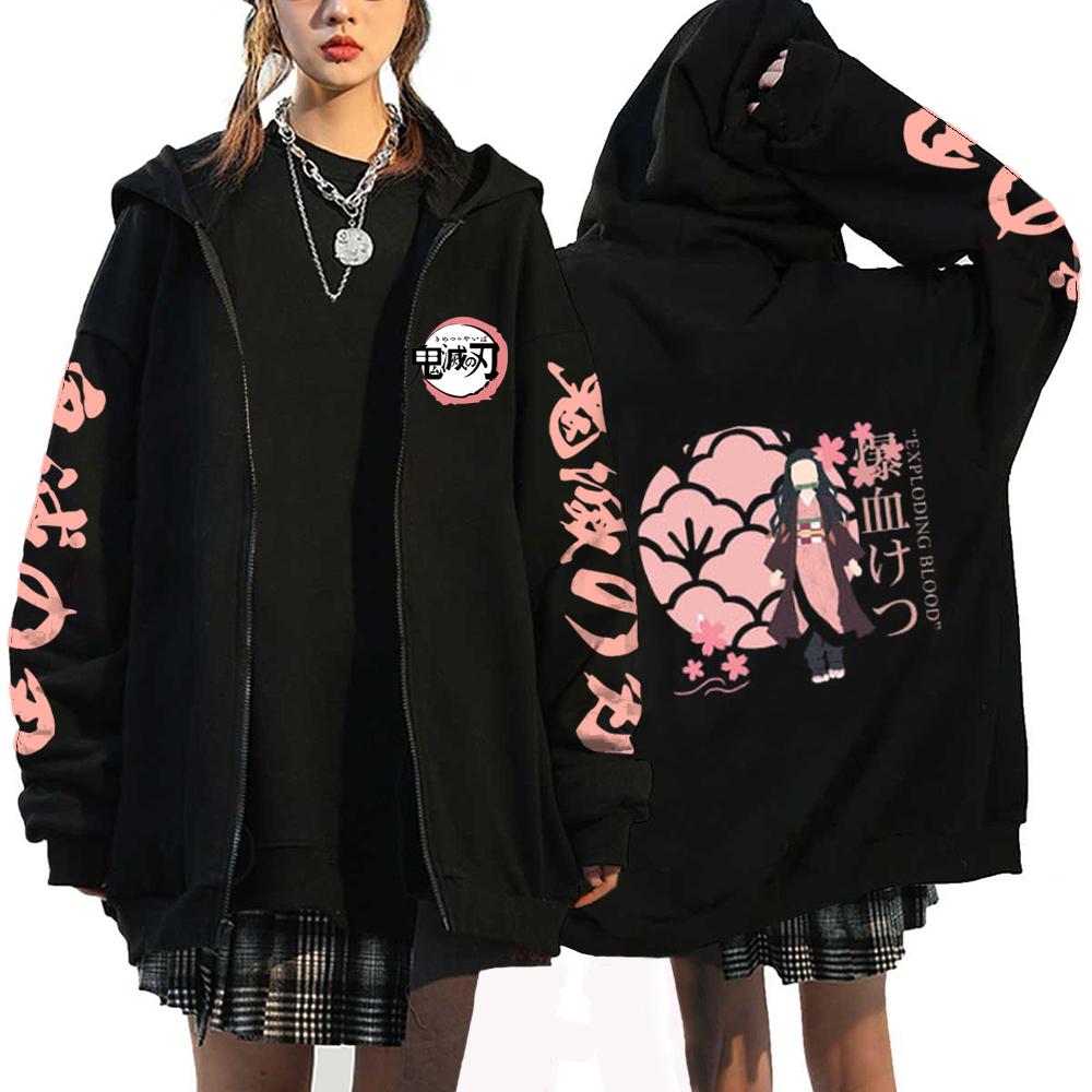 

Demon Slayer Japan Anime Women Hoodies Kamado Nezuko Plus Size Autumn Zipper Jackets Pulover Hooded Girl Zip Up Sweatshirt 4XL