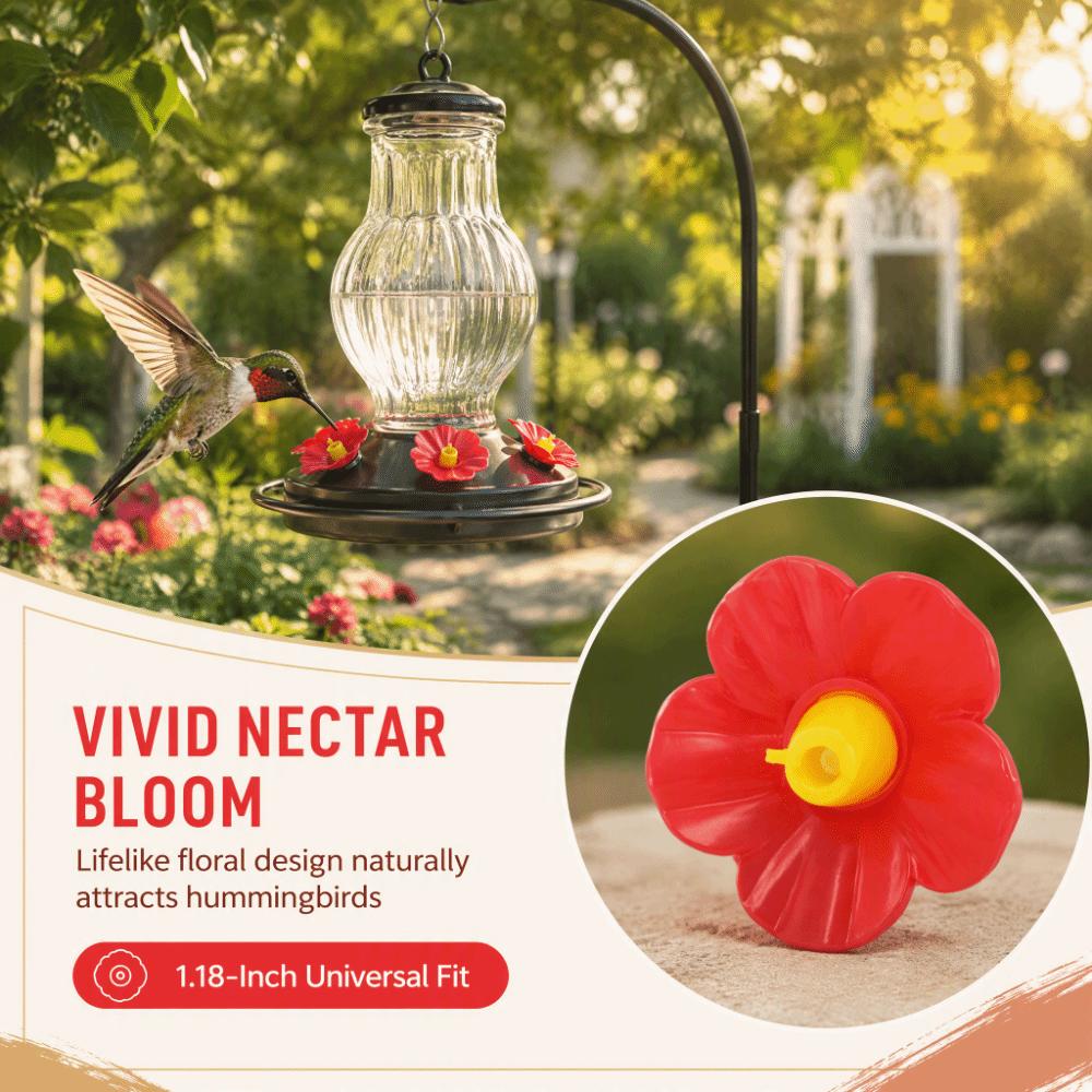 24pcs Red Color Bird Feeder Parts Replacement Flower Ports Bird Feeder Replacement