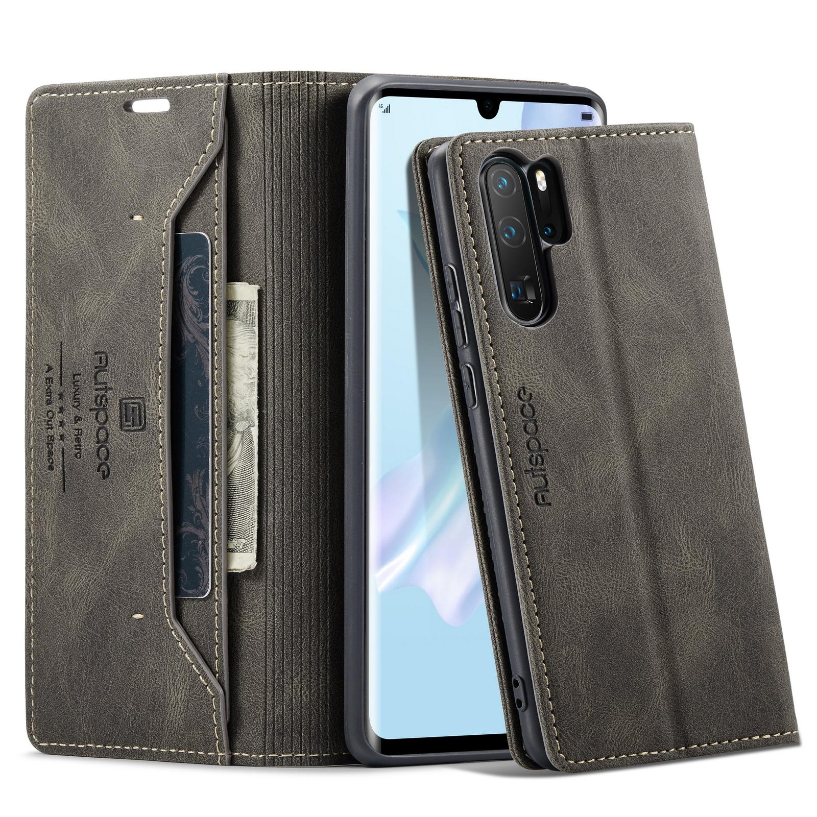 

For Huawei P30 Pro Wallet Case AUTSPACE A01 Leather Stand Cover with RFID Blocking Card Holder Coffee