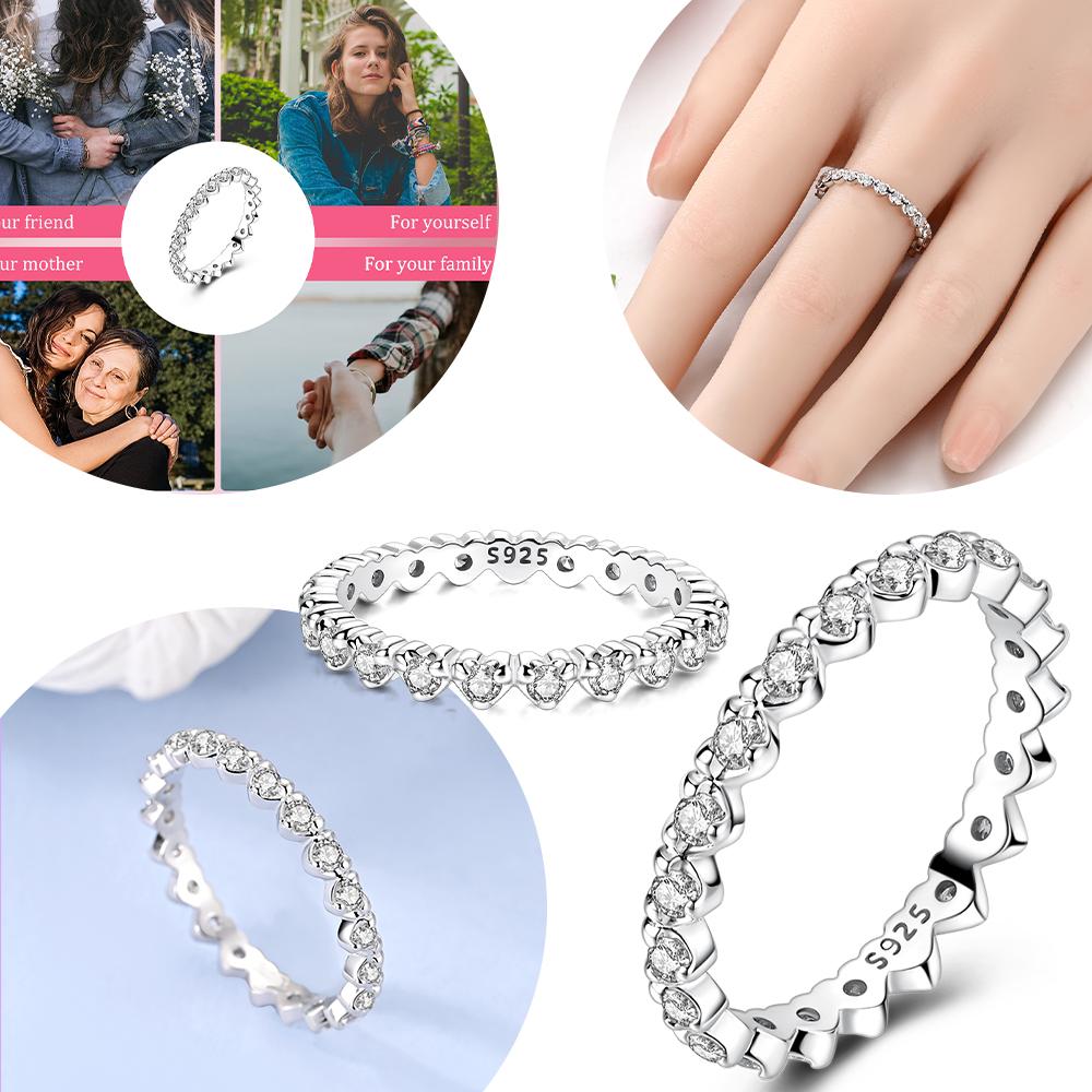 Authentic Copper White Zircon Ring Three Dimensional Heart Ring Woman Unlimited Love Couple Ring Valentine Day Gift Accessory