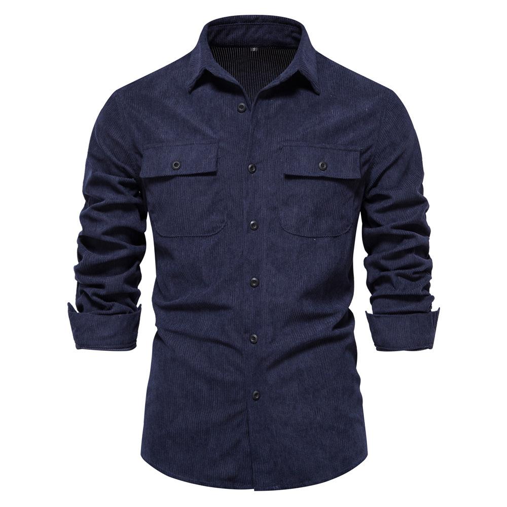 New Autumn and Winter Corduroy Shirt Men's Fashion Slim Casual
