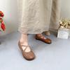 Johnature Genuine Leather Shallow Flats Retro Loafers Comfortable Soft Sole Round Toe Versatile Women's Shoes