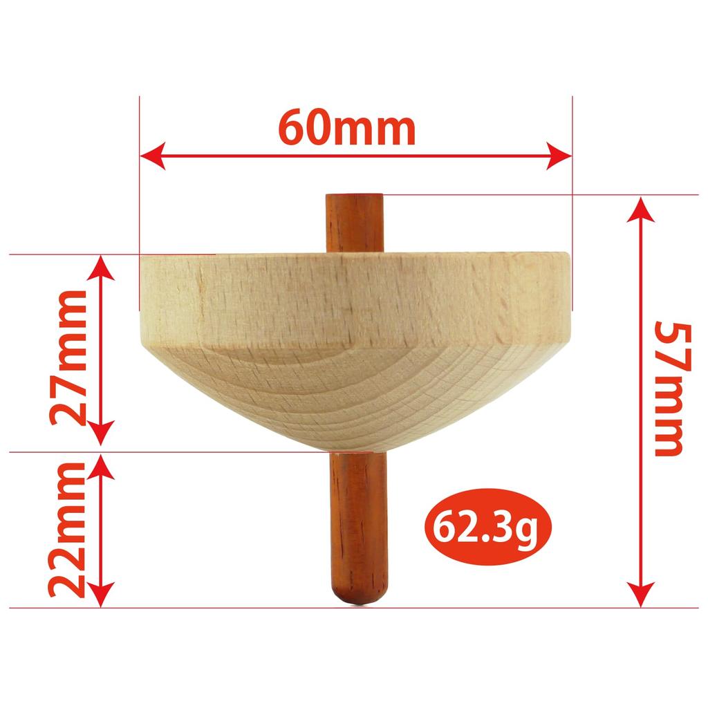 plain wooden tops oak set of that can be painted or Includes Long-spinning, 5.8cm diameter, (red handles, 3) crafted. string.