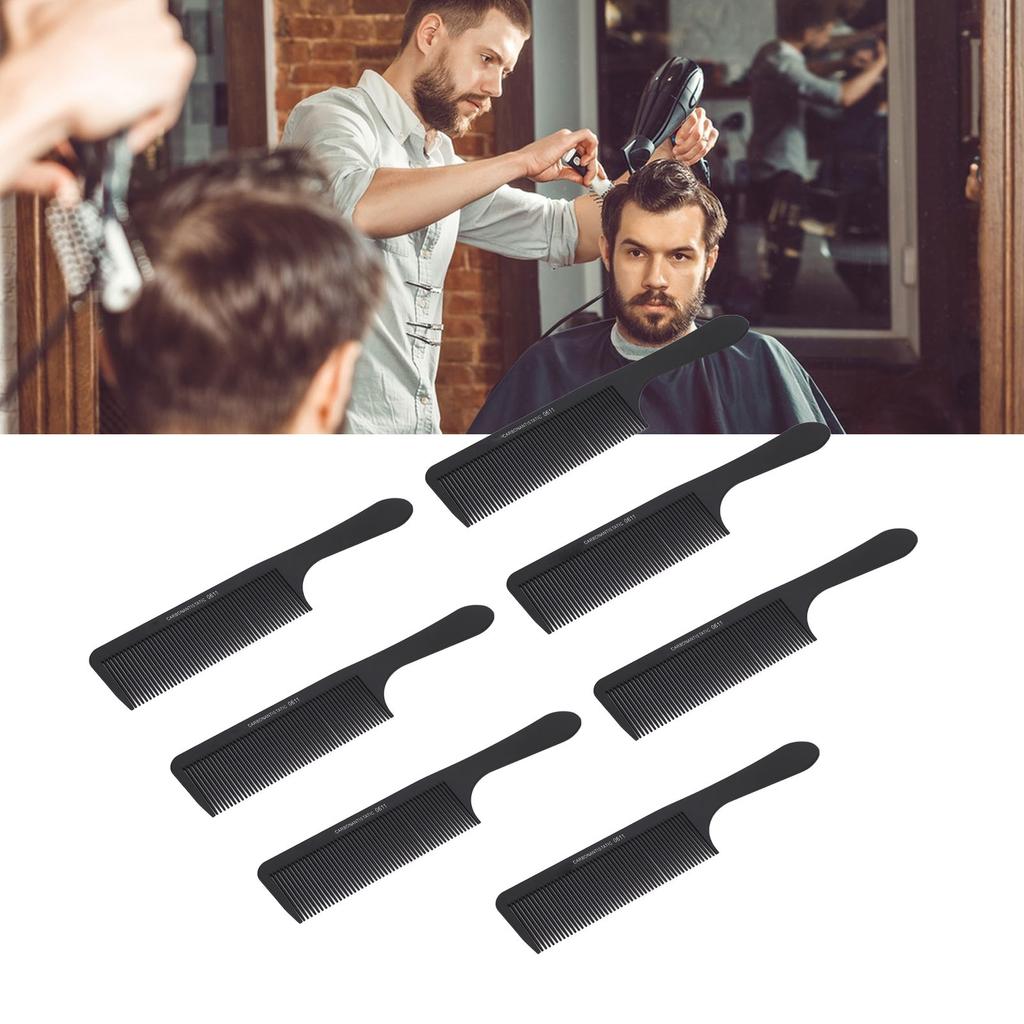 7pcs Hair Dressing Comb Professional Prevents Static Fine Tooth Carbon Fiber Hair Styling Comb for Salon Home Black