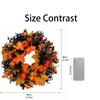 Artificial Fall Wreath 40 cm with Pumpkins, Berries and Maple Leaves for Thanksgiving Front Door Decoration