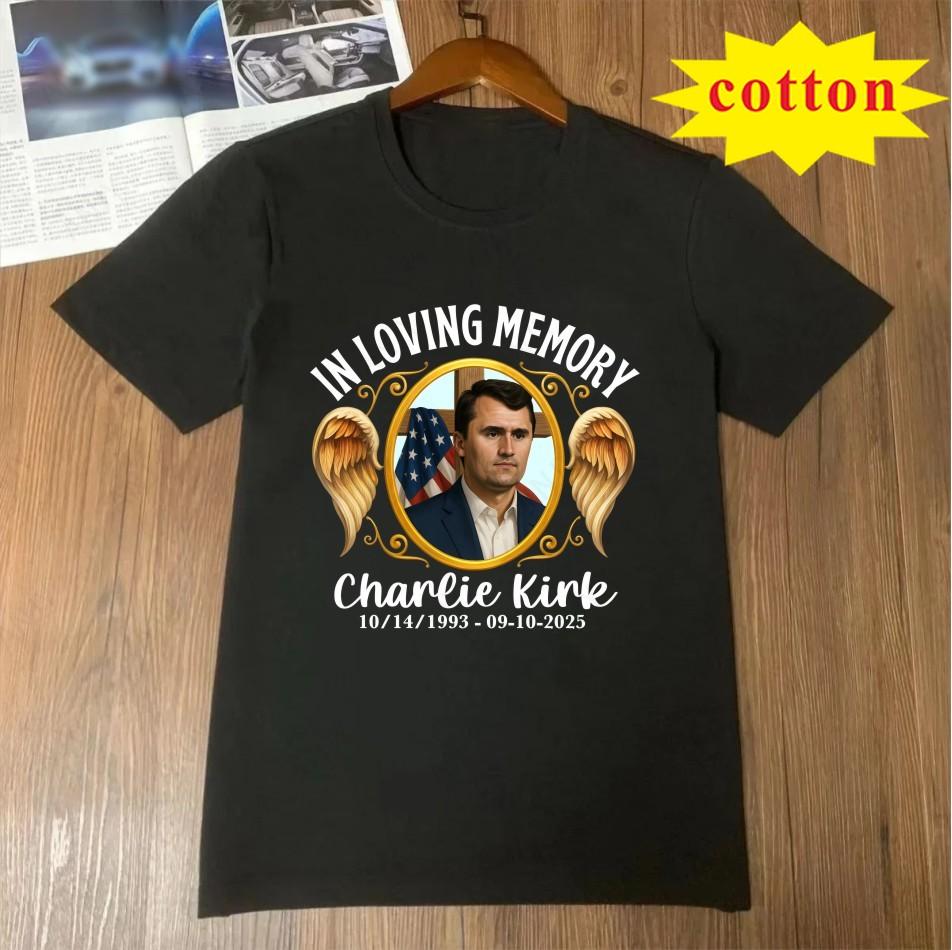 Charlie Kirk Commemorative Printed Tshirt With American Commemorative Style Unisex Casual Short Sleeved Shirt